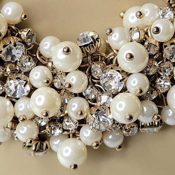 Statement Pearls and Crystal Choker Necklace - Picture 7 of 16